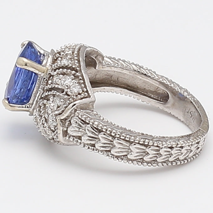 2.00 Carat Sapphire 0.33 Carat Round Brilliant Diamond 14K WG Gems Stone Ring
