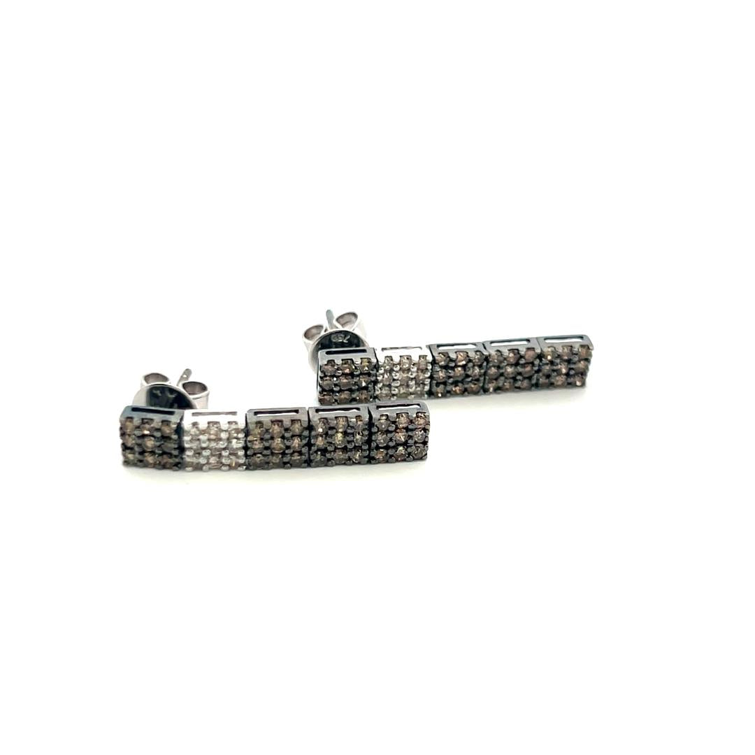 Vintage 18K White Gold Drop Earrings with 2 Carat Round Diamonds