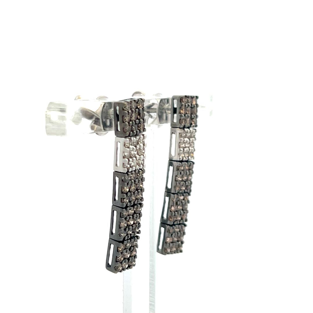 Vintage 18K White Gold Drop Earrings with 2 Carat Round Diamonds