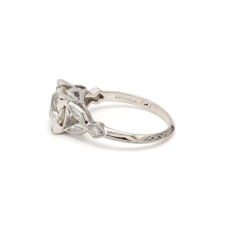 2.17 Carat Old European Cut K SI2 and I VS2 Diamond Platinum Engagement Ring