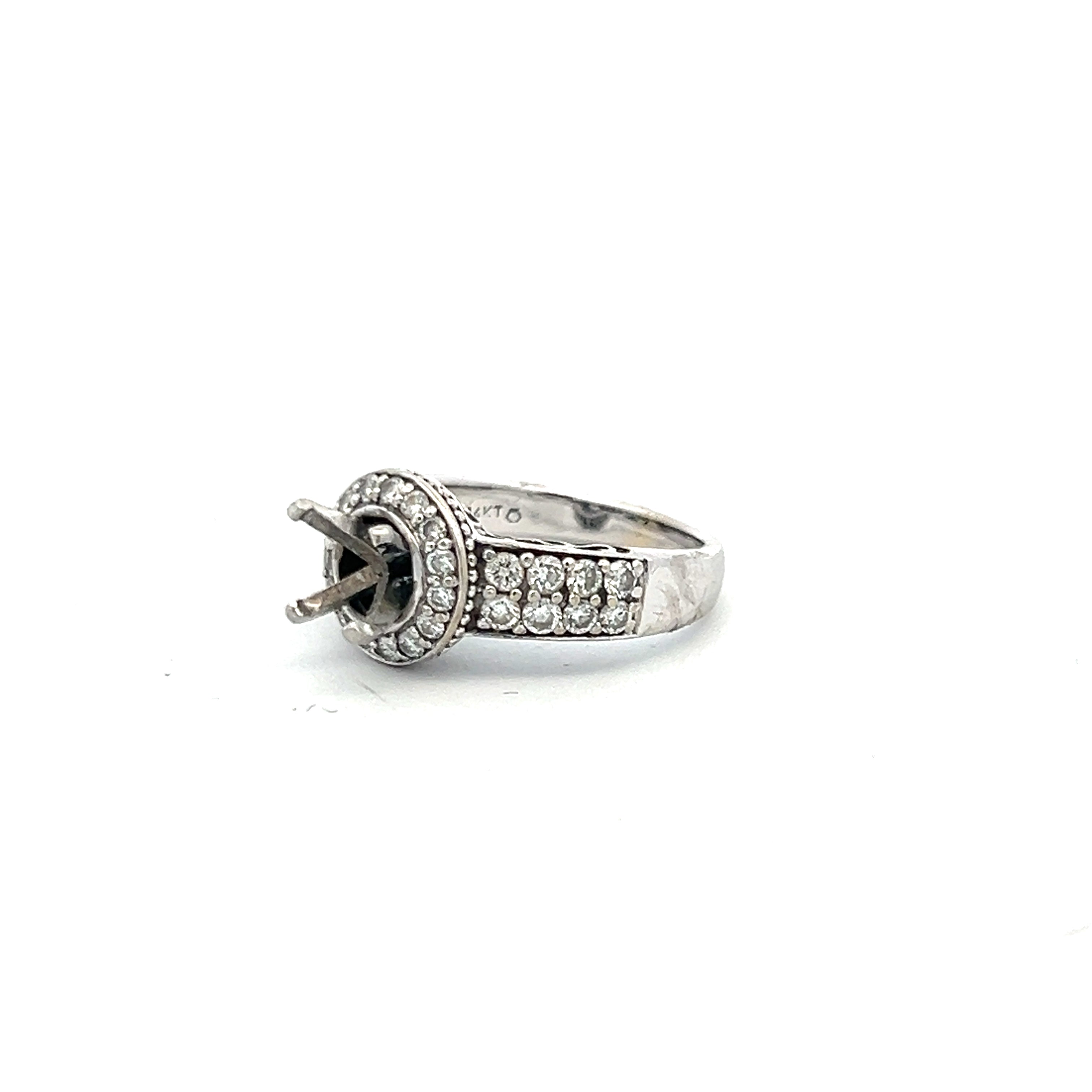 0.60 Carat Round Brilliant H SI1 Diamond Platinum Semi Mount Ring