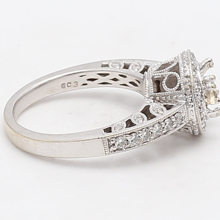0.60 Carat Round Brilliant H VS1 Diamond 14 Karat White Gold Semi Mount Ring