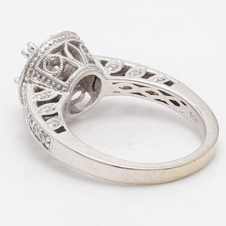 0.60 Carat Round Brilliant H VS1 Diamond 14 Karat White Gold Semi Mount Ring