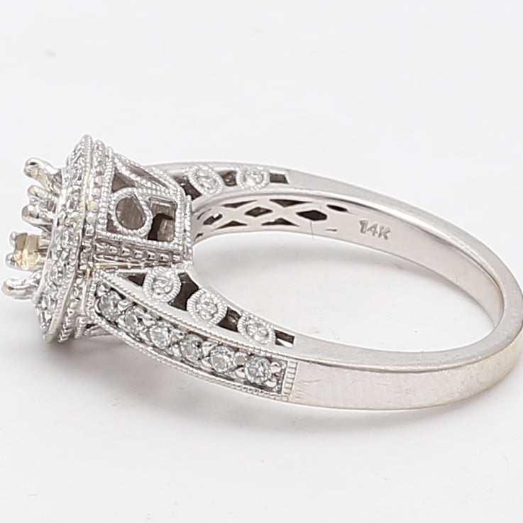0.60 Carat Round Brilliant H VS1 Diamond 14 Karat White Gold Semi Mount Ring