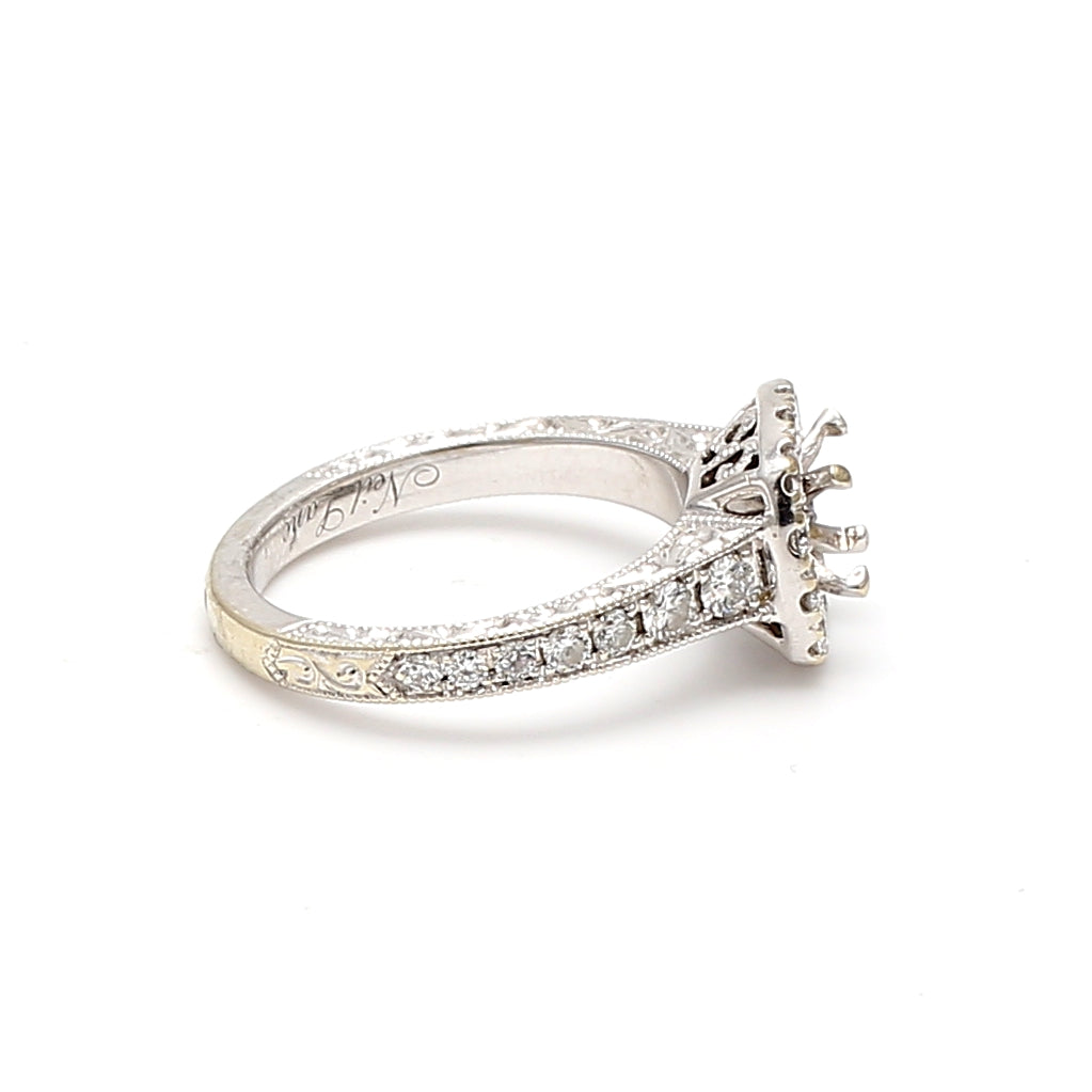 0.55 Carat Round Brilliant H VS2 Diamond 14 Karat White Gold Semi Mount Ring