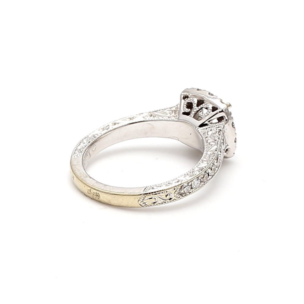 0.55 Carat Round Brilliant H VS2 Diamond 14 Karat White Gold Semi Mount Ring