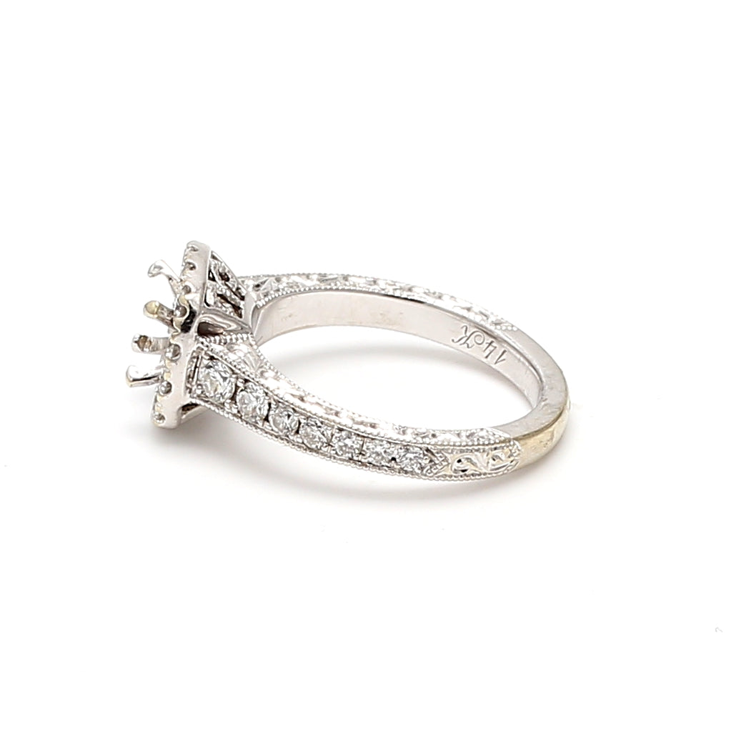 0.55 Carat Round Brilliant H VS2 Diamond 14 Karat White Gold Semi Mount Ring
