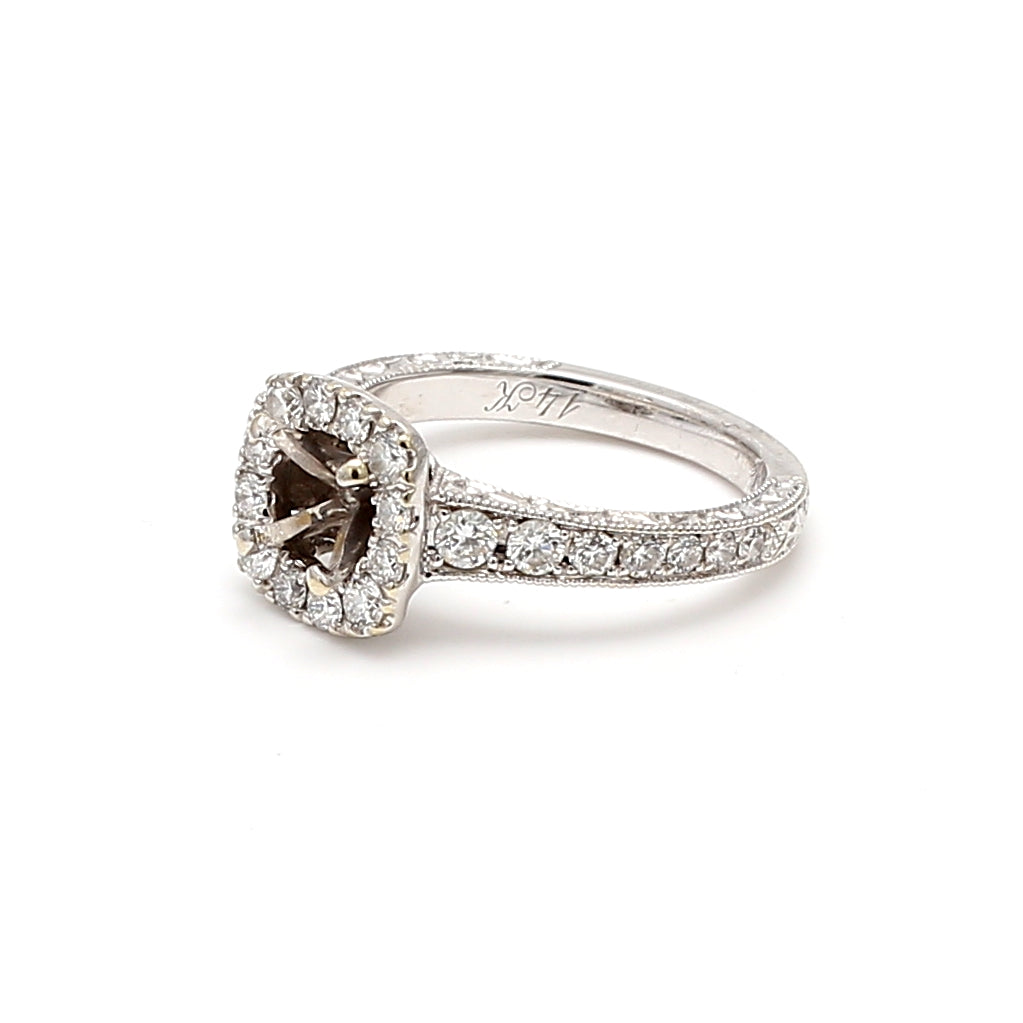 0.55 Carat Round Brilliant H VS2 Diamond 14 Karat White Gold Semi Mount Ring