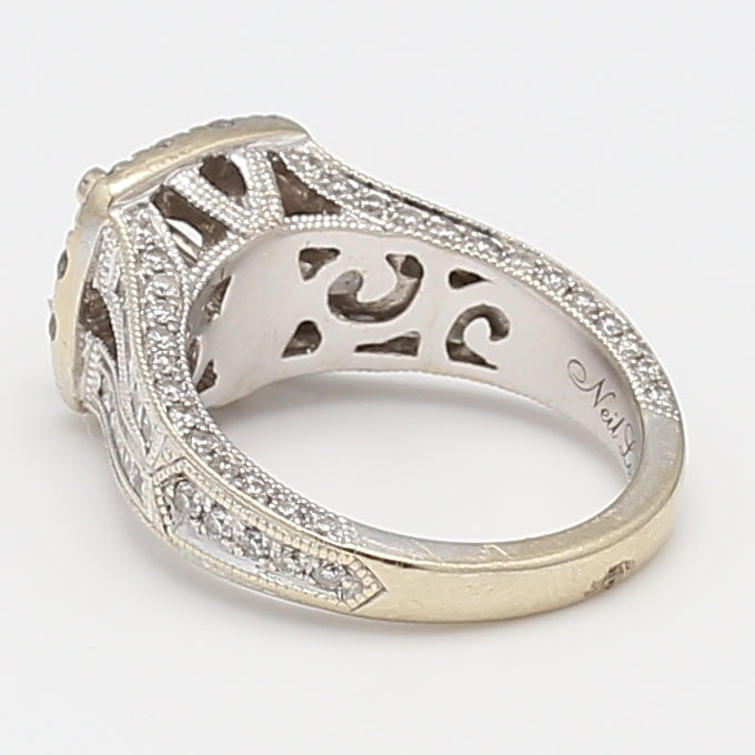 0.45 Carat Princess Cut and Round Diamond 14 Karat White Gold Semi Mount Ring