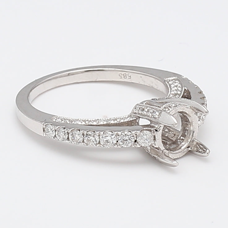 0.50 Carat Round Brilliant G VS1 Diamond 14 Karat White Gold Semi Mount Ring