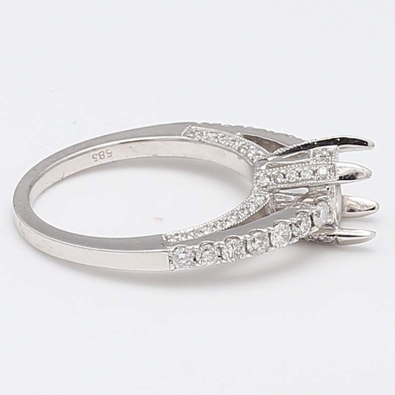 0.50 Carat Round Brilliant G VS1 Diamond 14 Karat White Gold Semi Mount Ring