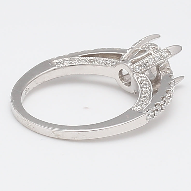 0.50 Carat Round Brilliant G VS1 Diamond 14 Karat White Gold Semi Mount Ring