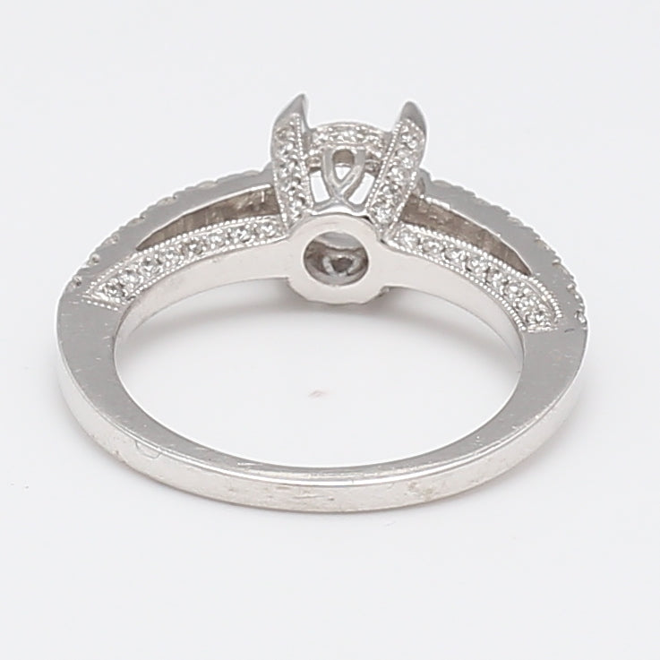 0.50 Carat Round Brilliant G VS1 Diamond 14 Karat White Gold Semi Mount Ring