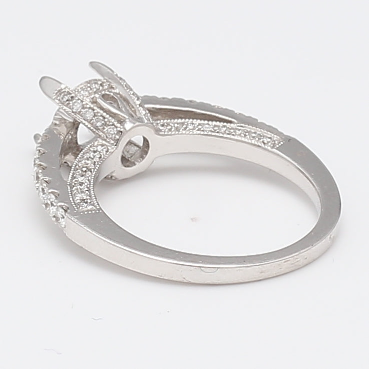 0.50 Carat Round Brilliant G VS1 Diamond 14 Karat White Gold Semi Mount Ring