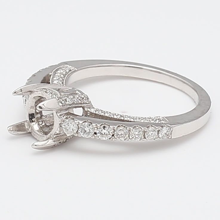 0.50 Carat Round Brilliant G VS1 Diamond 14 Karat White Gold Semi Mount Ring