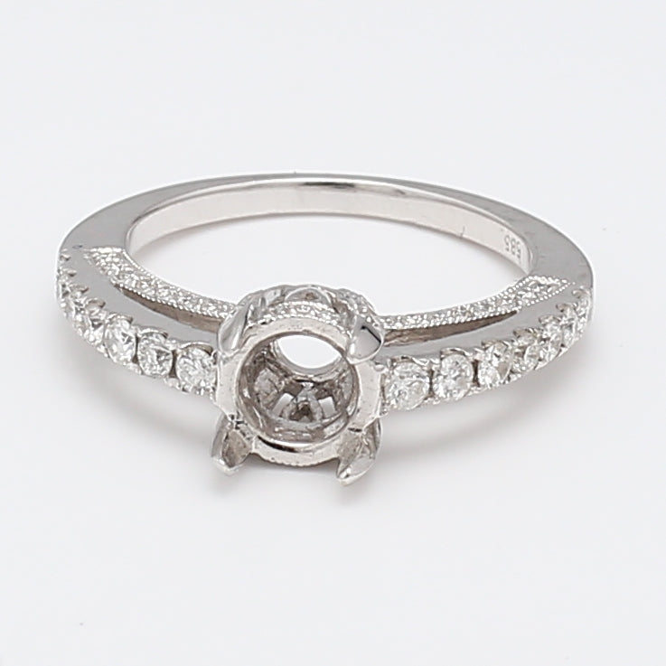 0.50 Carat Round Brilliant G VS1 Diamond 14 Karat White Gold Semi Mount Ring