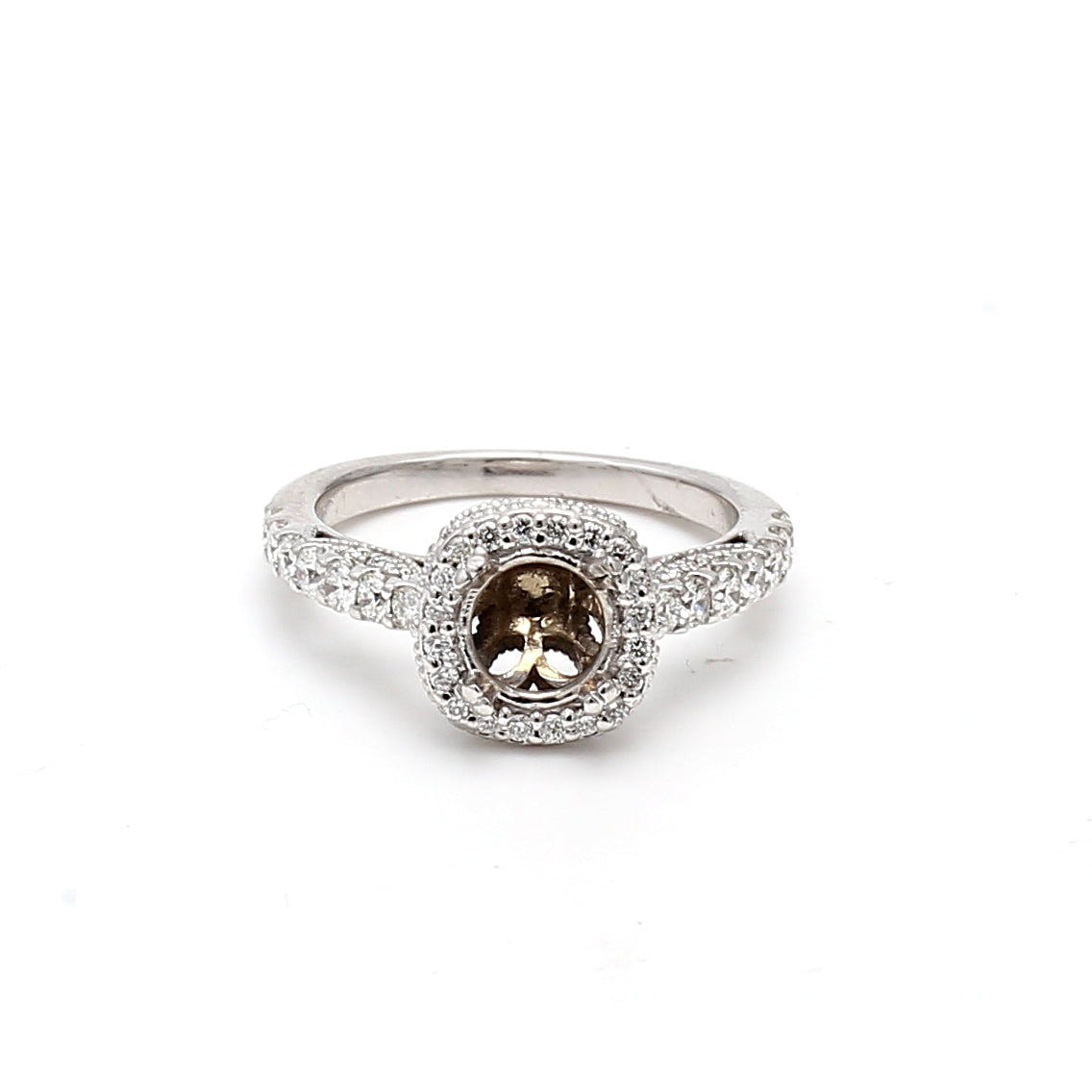 0.55 Carat Round Brilliant G SI1 Diamond 14 Karat White Gold Semi Mount Ring
