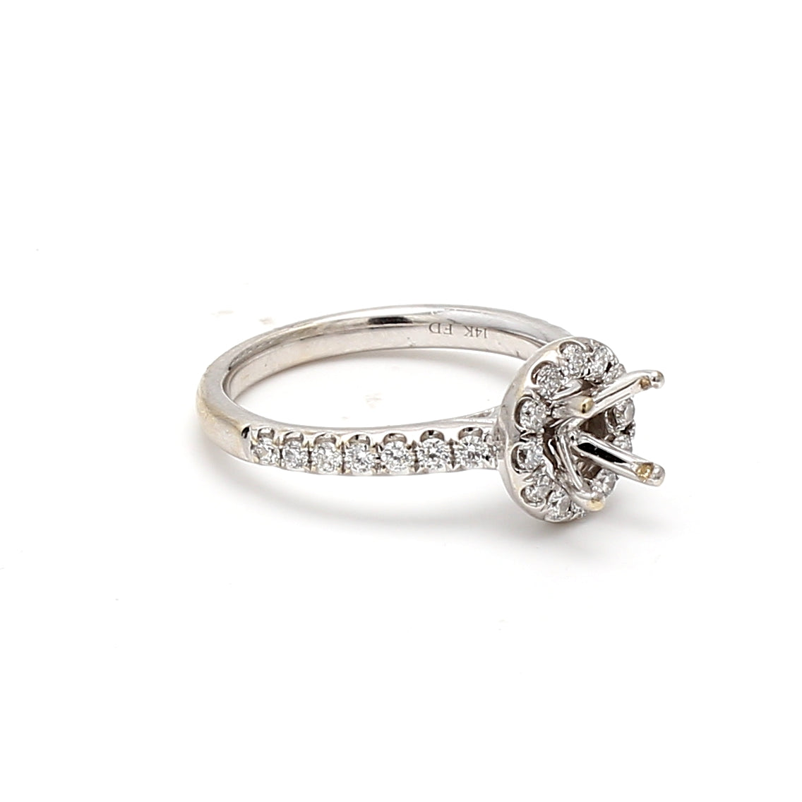 0.70 Carat Round Brilliant H SI1 Diamond 14 Karat White Gold Semi Mount Ring