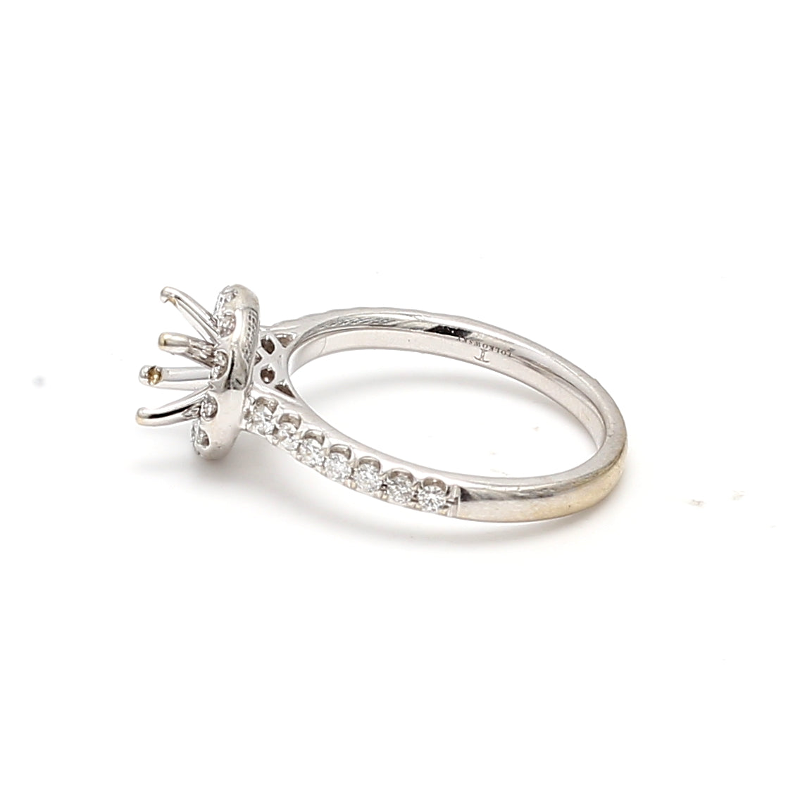 0.70 Carat Round Brilliant H SI1 Diamond 14 Karat White Gold Semi Mount Ring