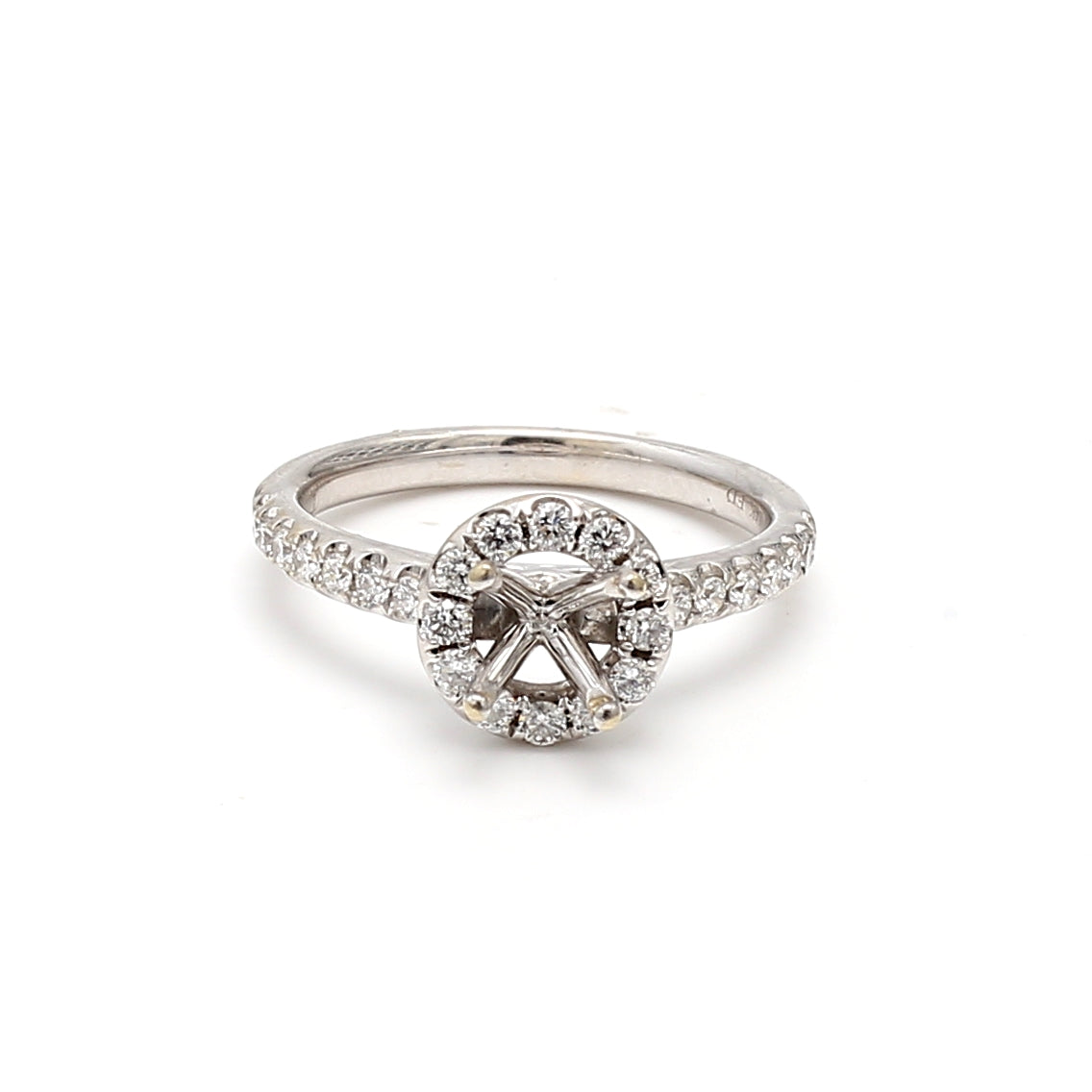 0.70 Carat Round Brilliant H SI1 Diamond 14 Karat White Gold Semi Mount Ring