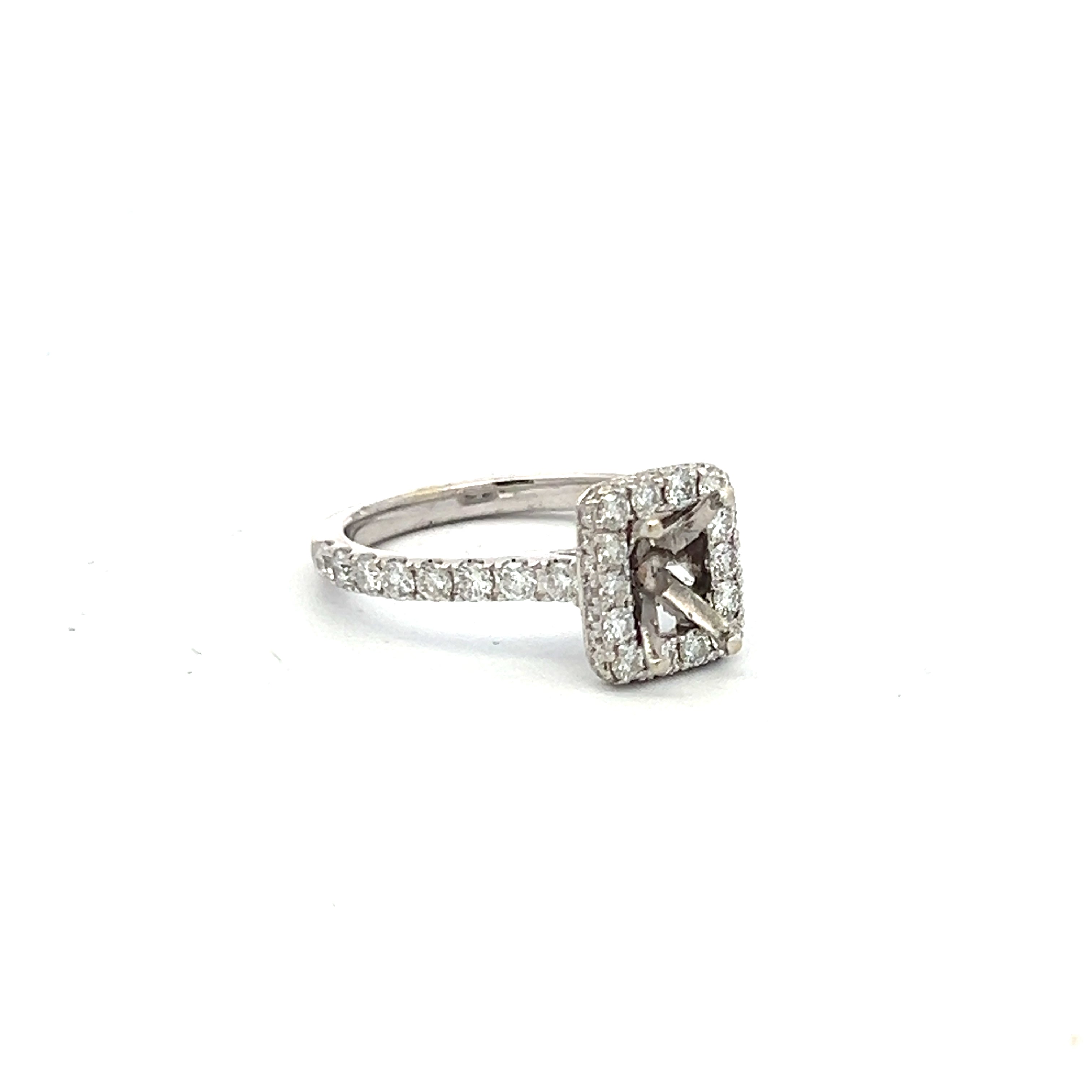0.80 Carat Round Brilliant G VS2 Diamond 14 Karat White Gold Semi Mount Ring