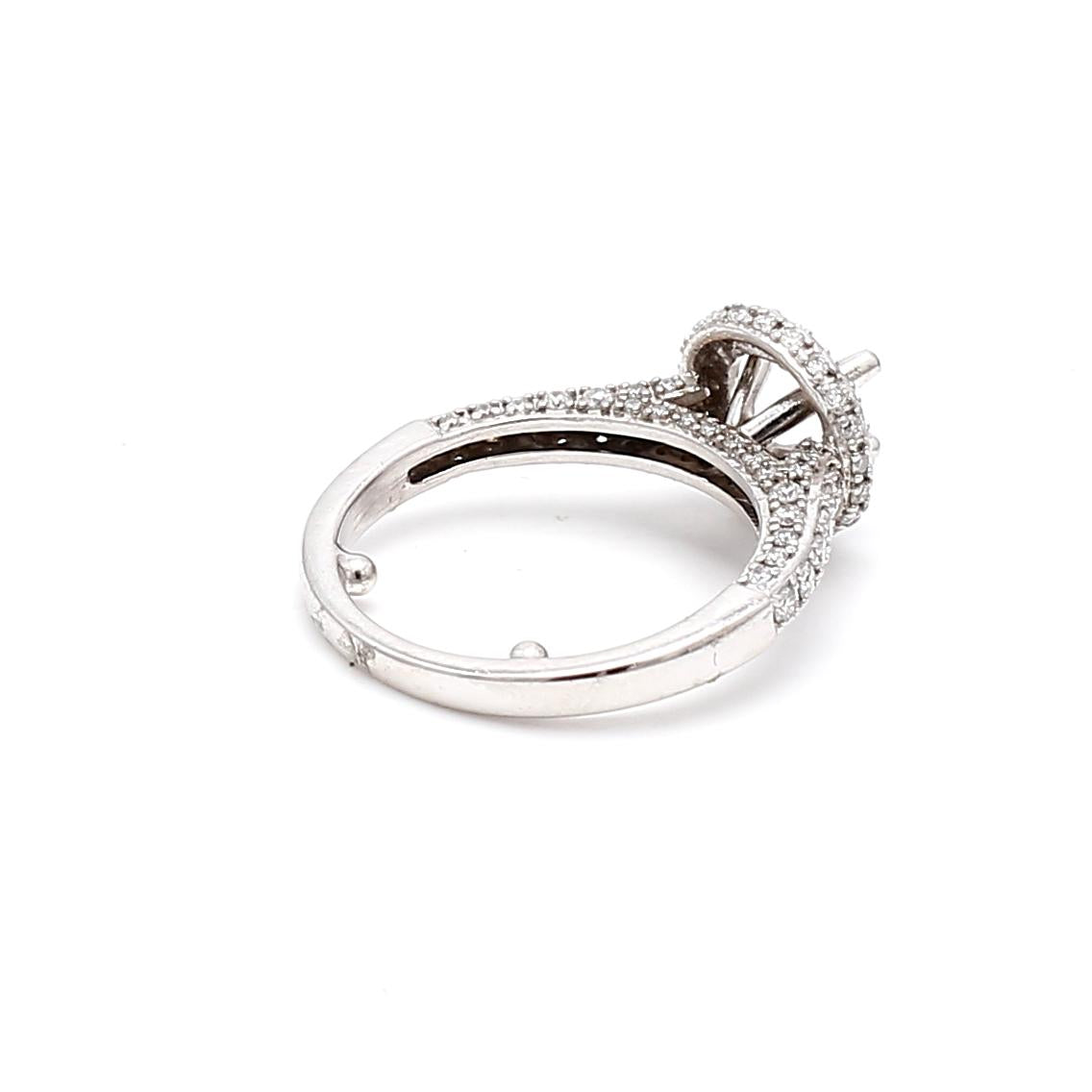 14K WG Semi Mount Ring with 0.25 Carat Round Diamonds Fits 5.05x4.96 MM 0.50ct