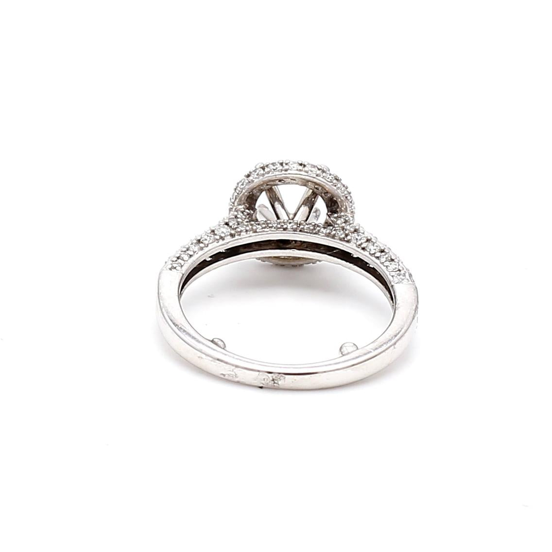 14K WG Semi Mount Ring with 0.25 Carat Round Diamonds Fits 5.05x4.96 MM 0.50ct