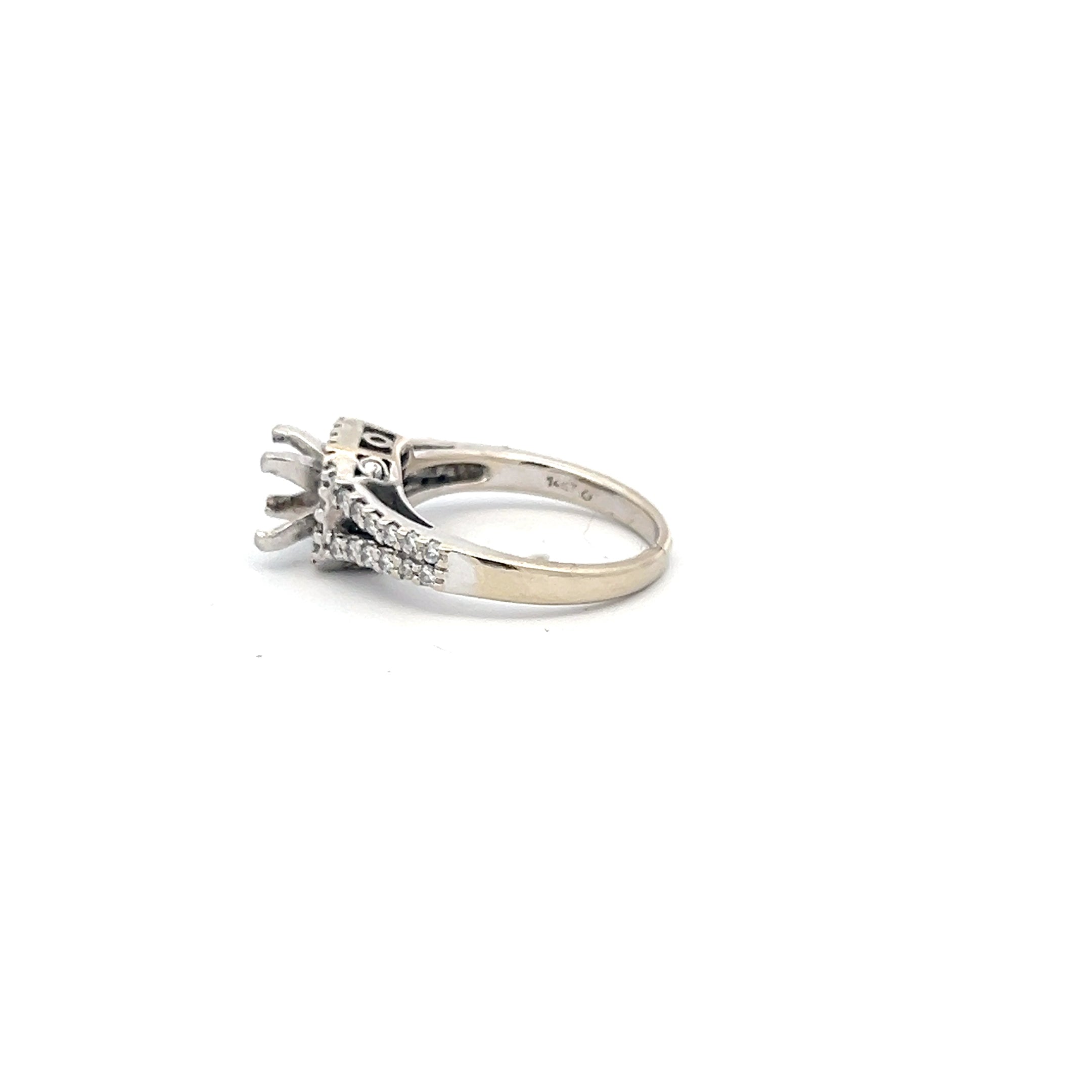 0.30 Carat Round Brilliant I SI1 Diamond 14 Karat White Gold Semi Mount Ring