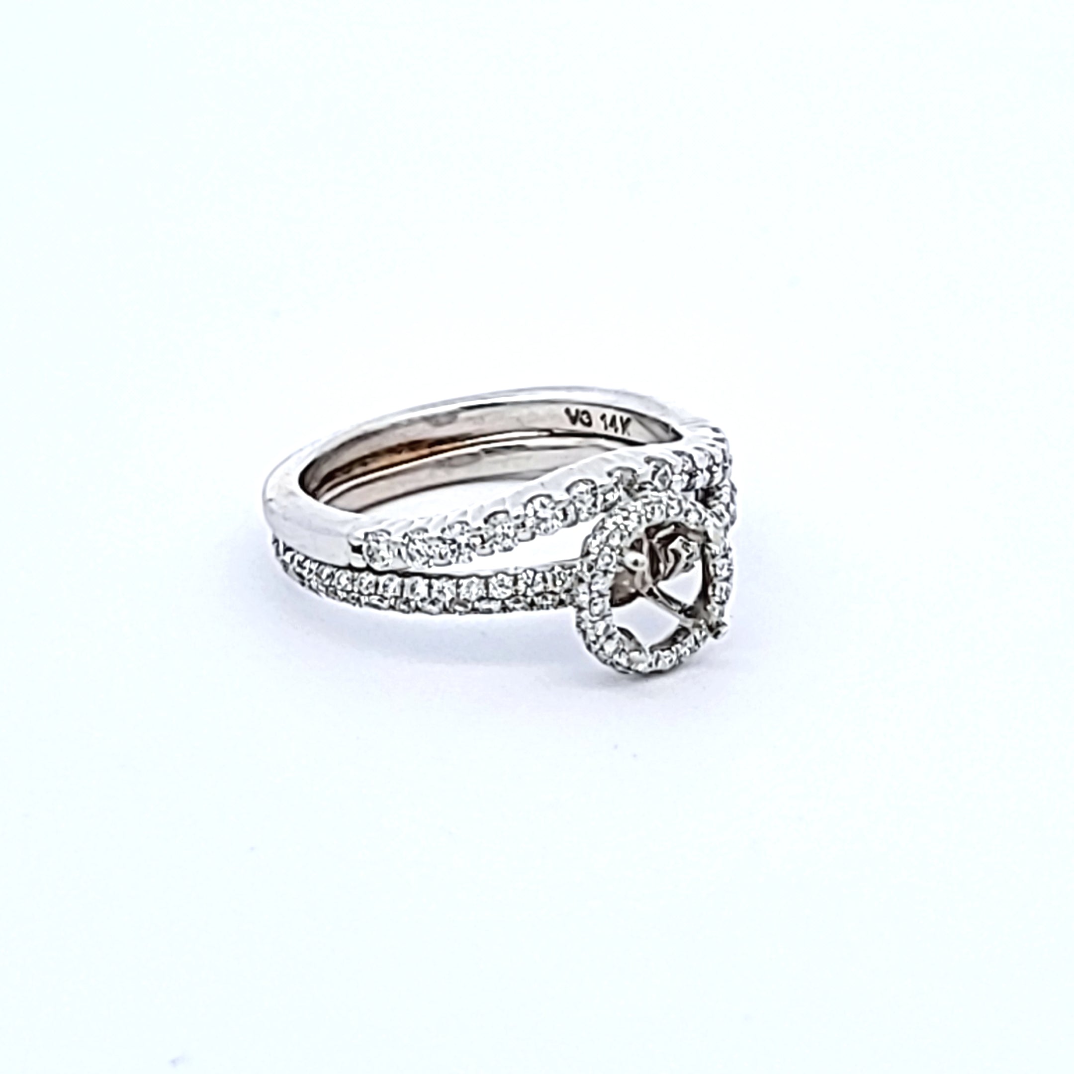 0.45 Carat Round Brilliant Diamond 14 Karat White Gold Semi Mount Ring