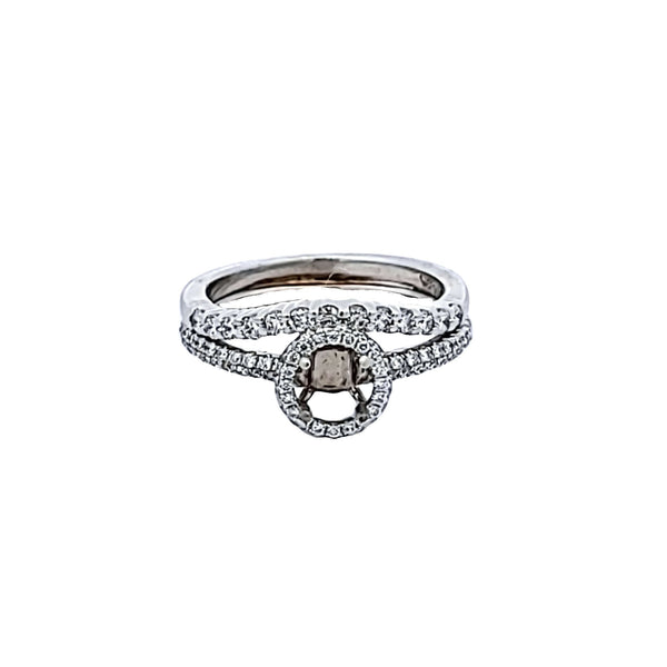 0.45 Carat Round Brilliant Diamond 14 Karat White Gold Semi Mount Ring