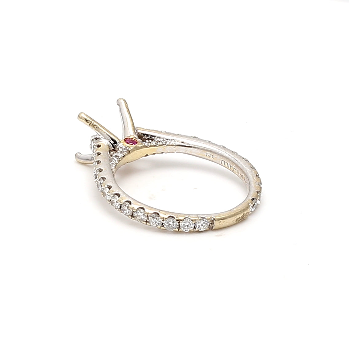 0.56 Carat Round Brilliant H SI1 Diamond 14 Karat White Gold Semi Mount Ring
