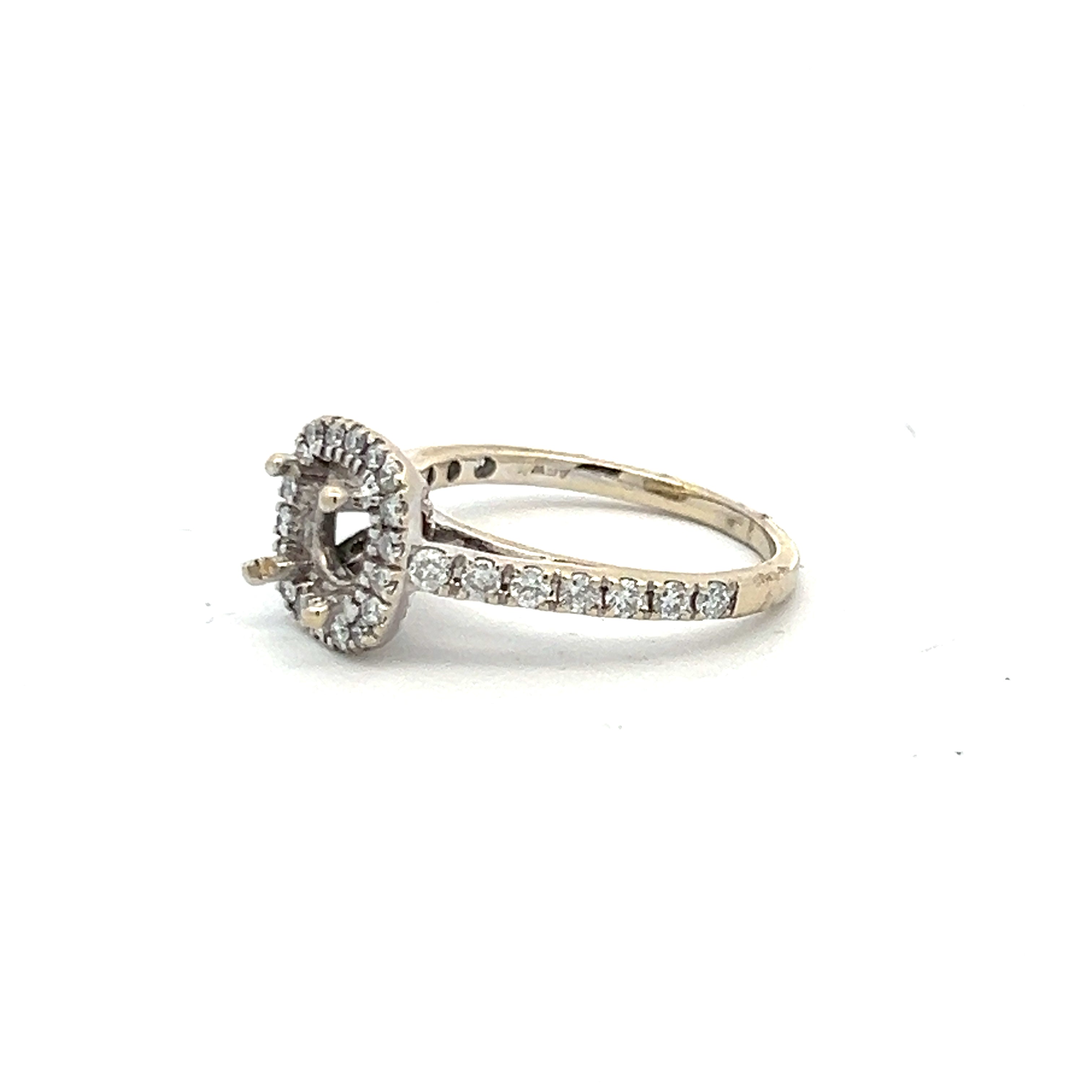 0.45 Carat Round Brilliant G SI1 Diamond 14 Karat White Gold Semi Mount Ring
