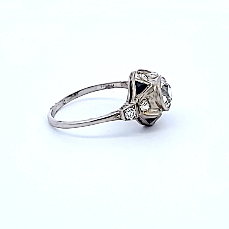 1.18 Carat Old European Cut J-L VS1 Diamond Platinum Engagement Ring