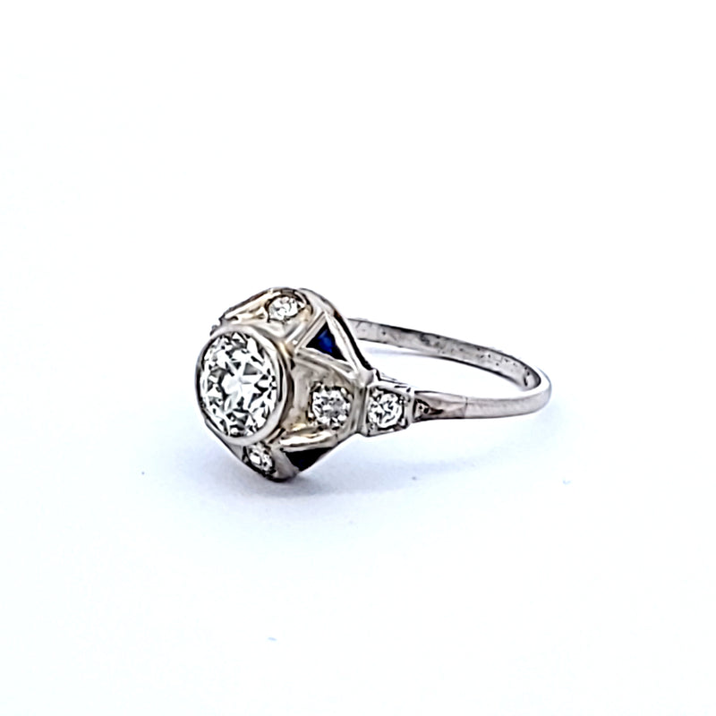 1.18 Carat Old European Cut J-L VS1 Diamond Platinum Engagement Ring