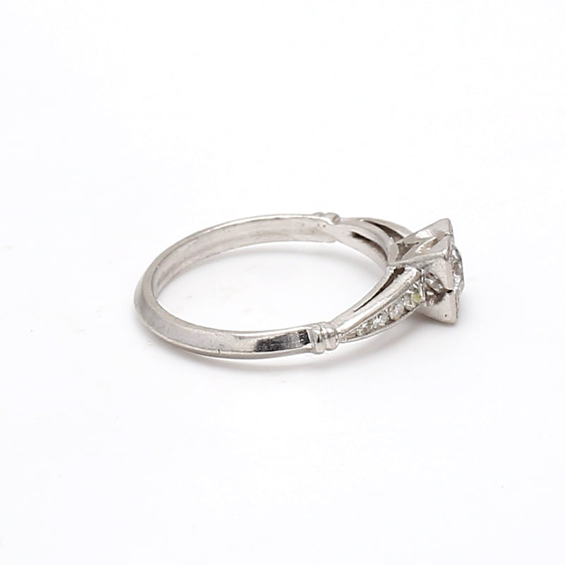 0.45 Carat Old European Cut H-VS1 Diamond Platinum Engagement Ring
