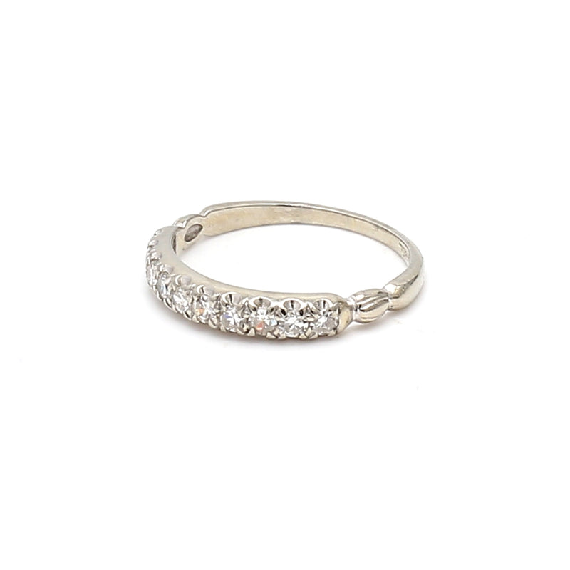 0.30 Carat Old European Cut H SI1 Diamond 18 Karat White Gold Band Ring