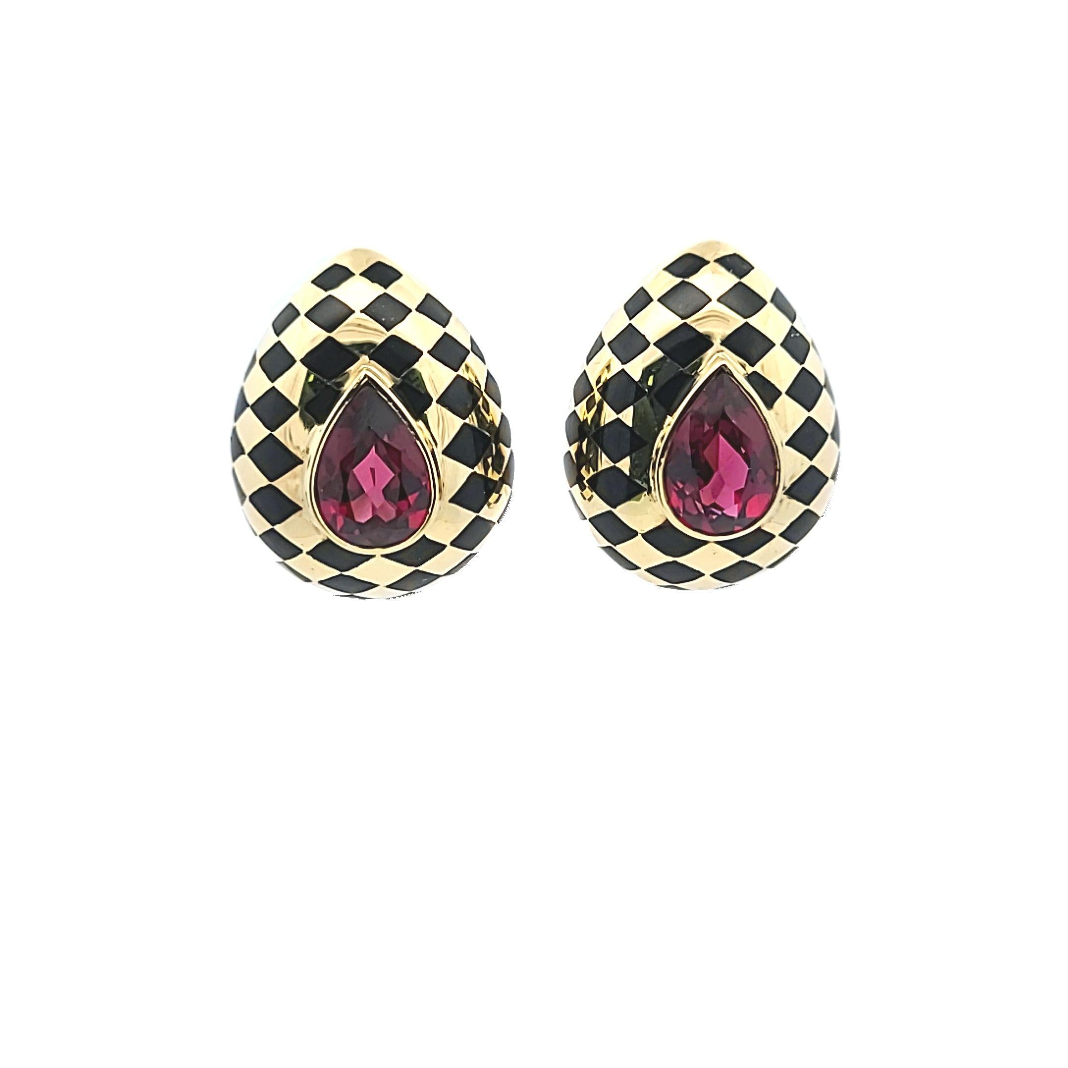 Tiffany & Co. Angela Cummings 12.5ct Tourmaline Black Jade 18K Gold Clip Earring