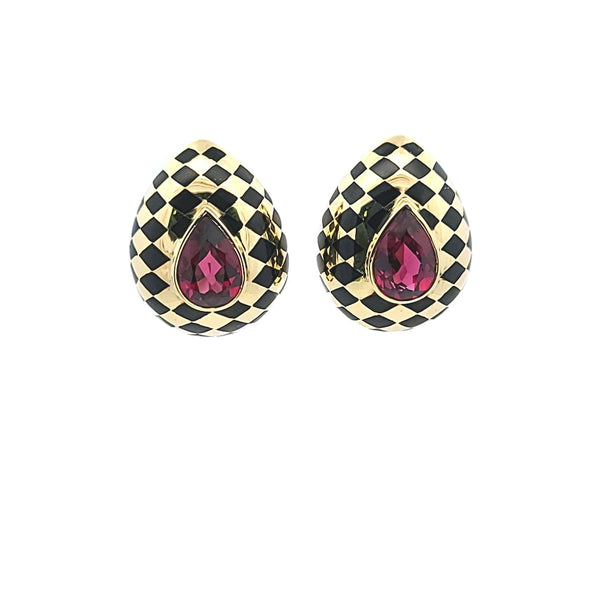 Tiffany & Co. Angela Cummings 12.5ct Tourmaline Black Jade 18K Gold Clip Earring