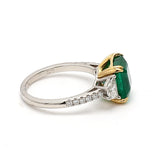 3.50 Carat Emerald 0.81 Carat Mixed Cut Diamond Platinum Gems Stone Ring