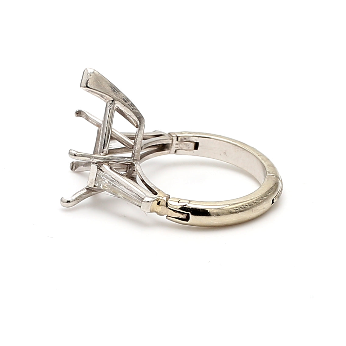 0.40 Carat Baguette Shape G VS1 Diamond Platinum Semi Mount Ring