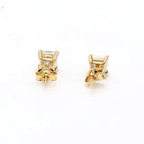 1.42 Carat Princess Cut F SI1 Diamond 14 Karat Yellow Gold Stud Earrings