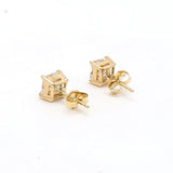 1.42 Carat Princess Cut F SI1 Diamond 14 Karat Yellow Gold Stud Earrings