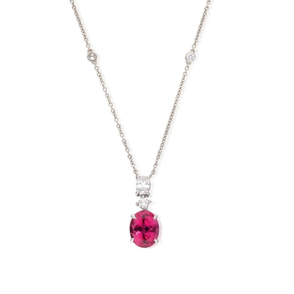 Tiffany & Co 1.70 Carat Tourmaline 0.60 Carat Diamond Platinum Gems Stone Necklace