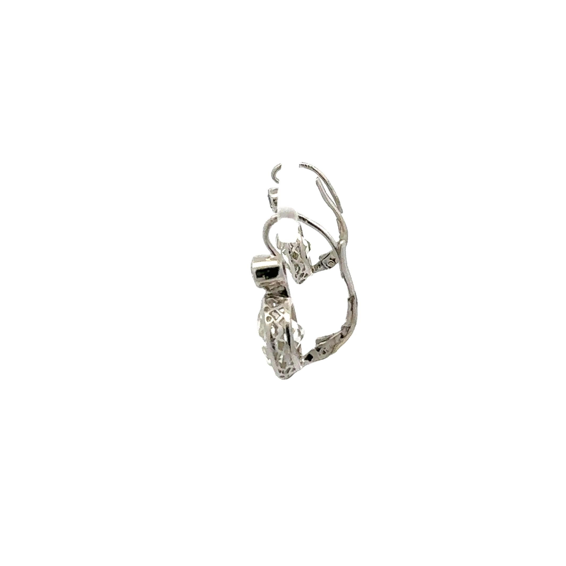 14K WG Leverback Earrings with 8.16ct Old European & Circular Diamonds K I1 GIA