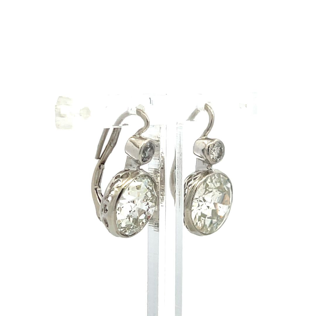 8.16 Carat Circular Brilliant and Old European Diamond 14K White Gold Earrings