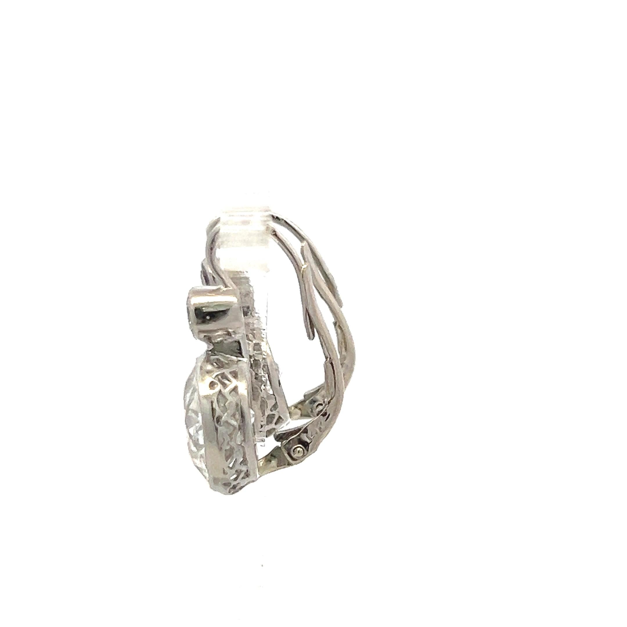 14K WG Leverback Earrings with 8.16ct Old European & Circular Diamonds K I1 GIA