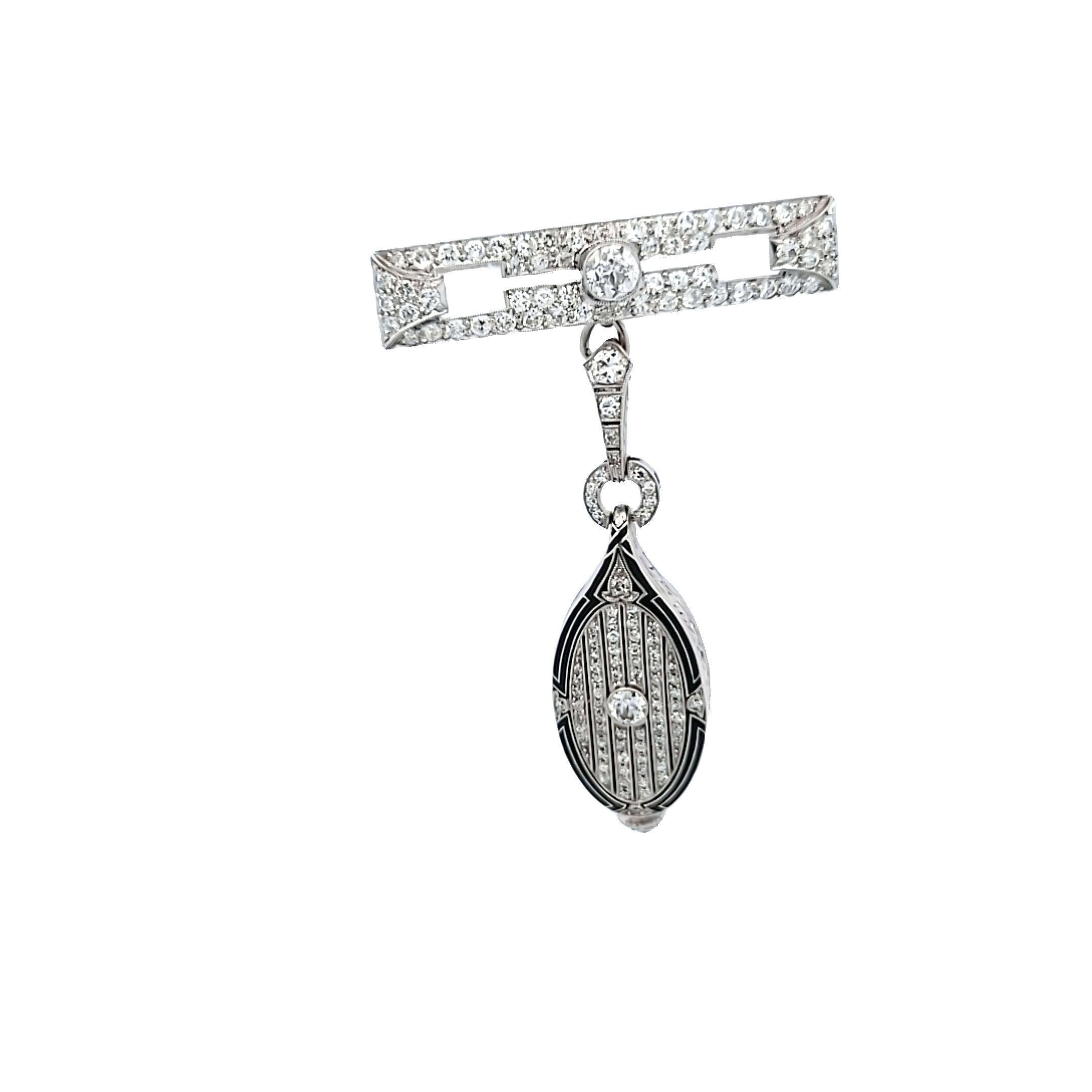 Tiffany & Co Platinum Lorgnette Pin Brooch with 3.71 Carat Round H VS1 Diamonds