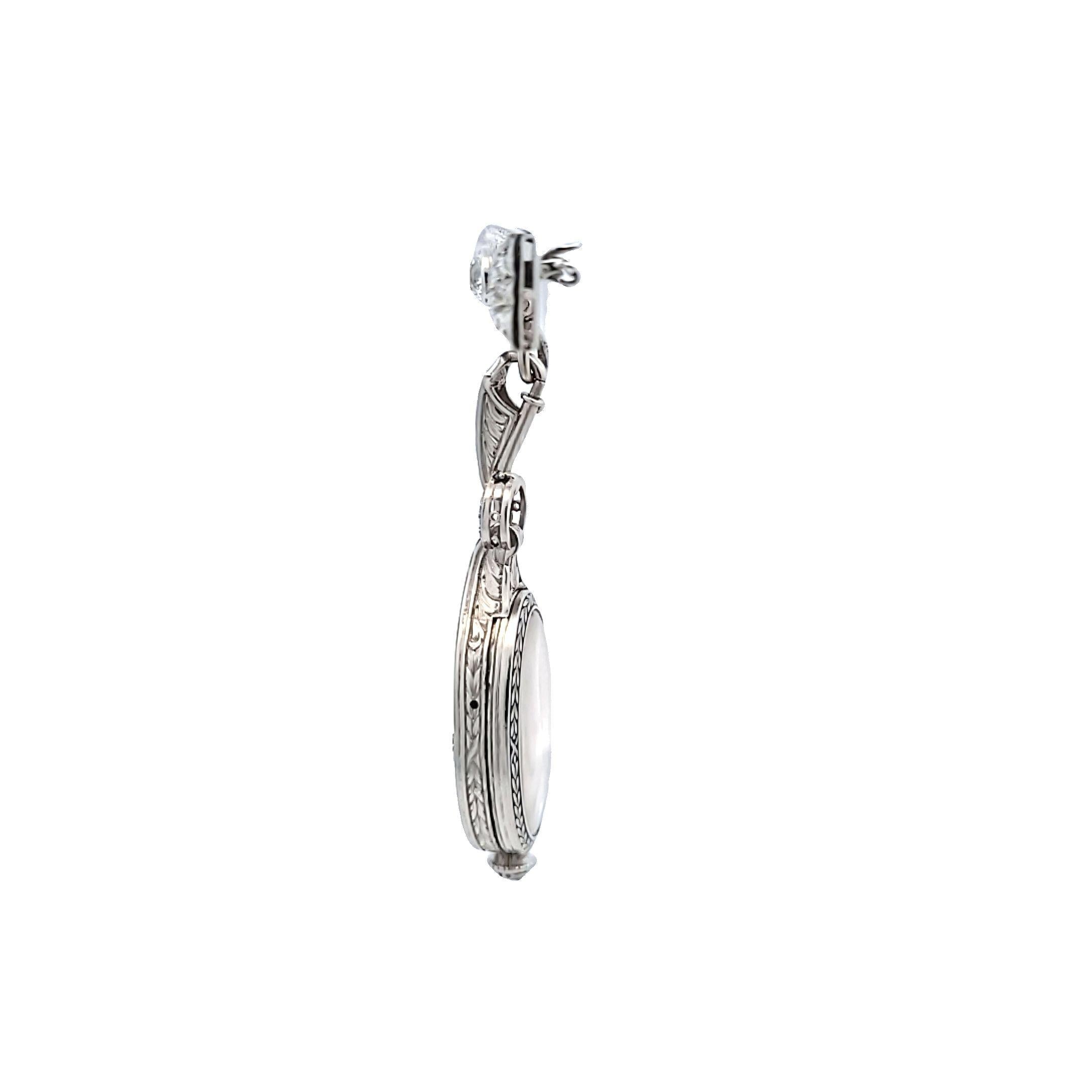 Tiffany & Co Platinum Lorgnette Pin Brooch with 3.71 Carat Round H VS1 Diamonds