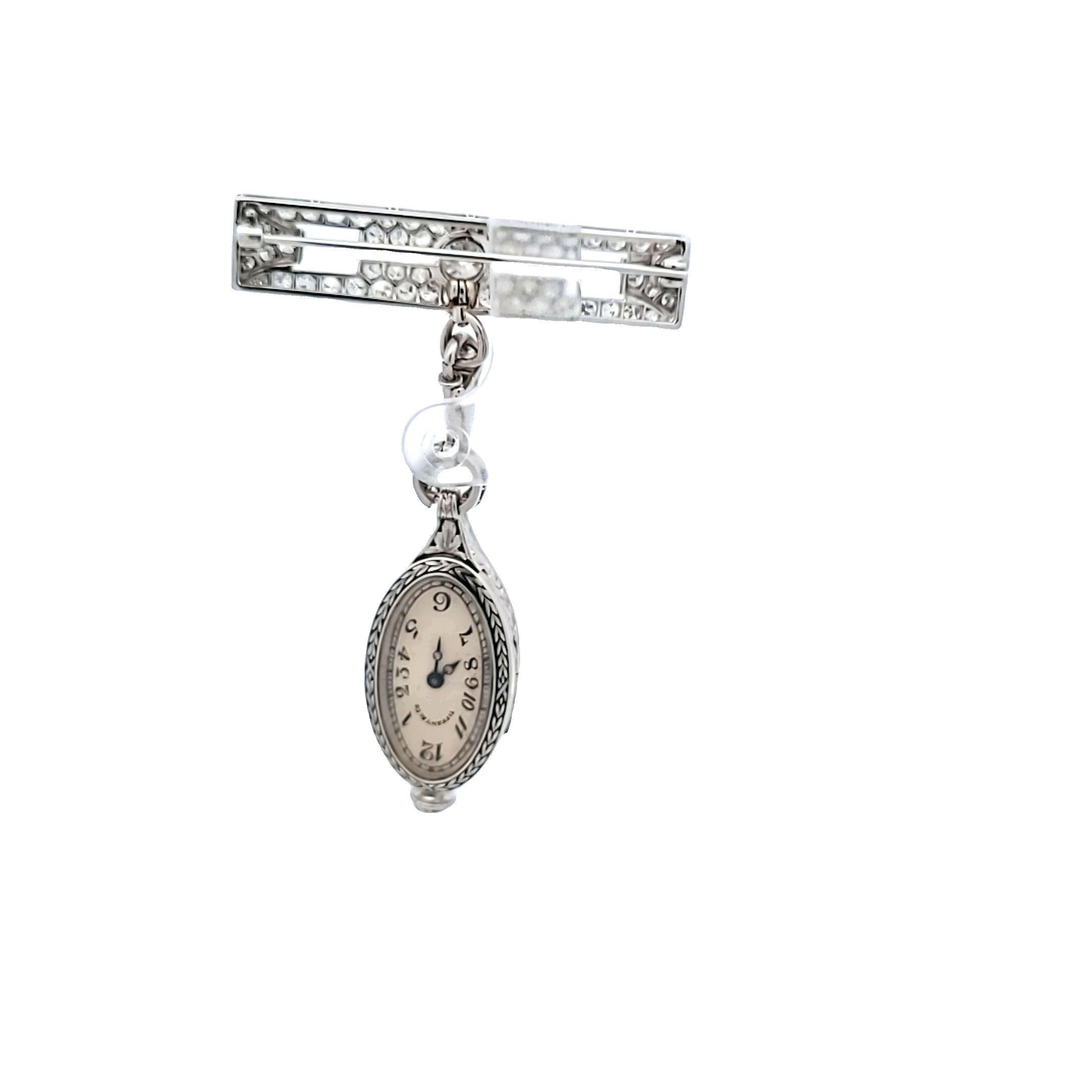 Tiffany & Co Platinum Lorgnette Pin Brooch with 3.71 Carat Round H VS1 Diamonds