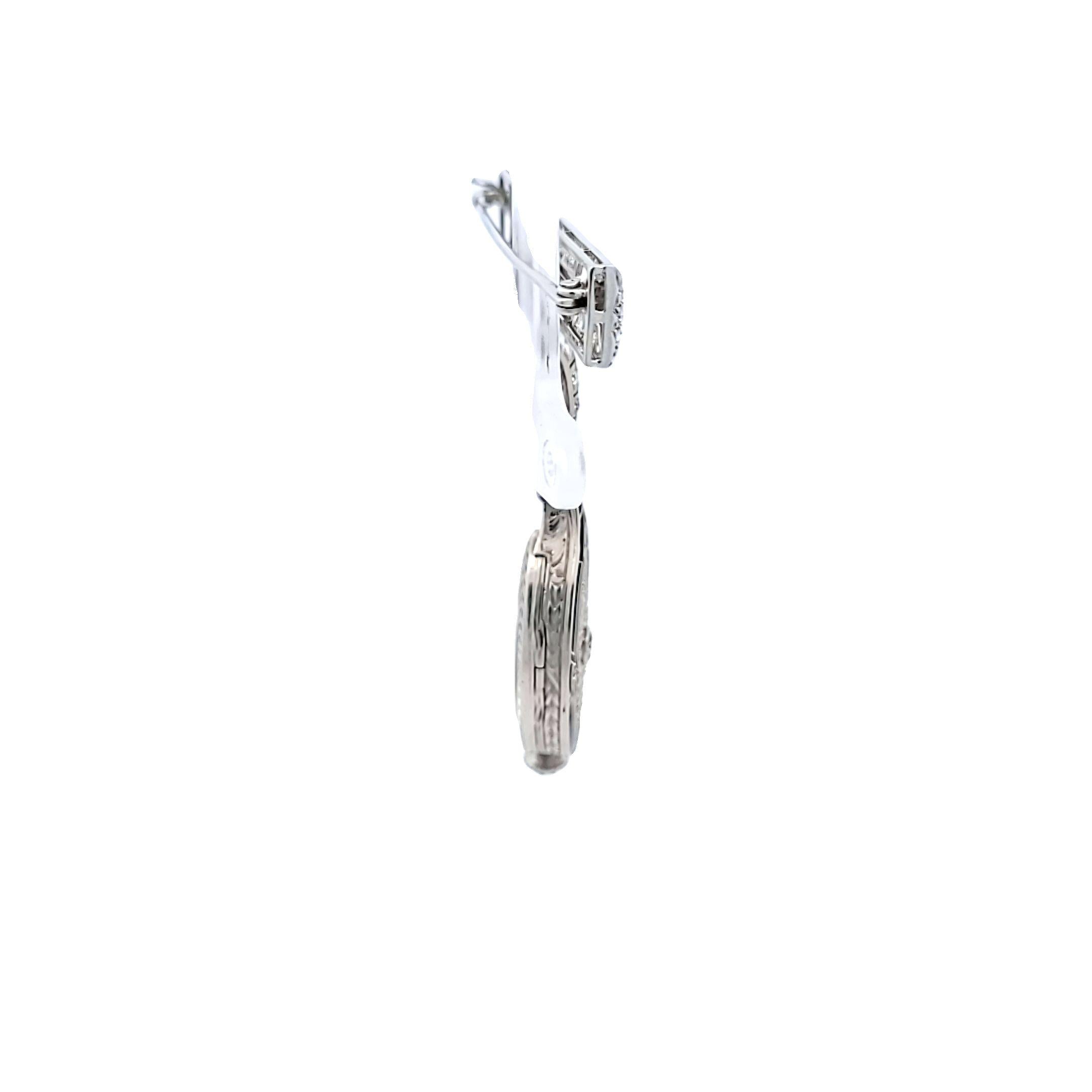 Tiffany & Co Platinum Lorgnette Pin Brooch with 3.71 Carat Round H VS1 Diamonds